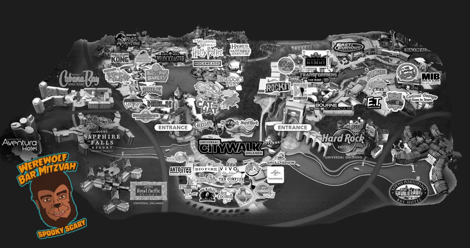 Universal Orlando bar crawl map
